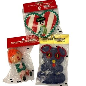 Vintage Christmas Decoration Lot of 3 American Decorations NOS Made In Hong Kong